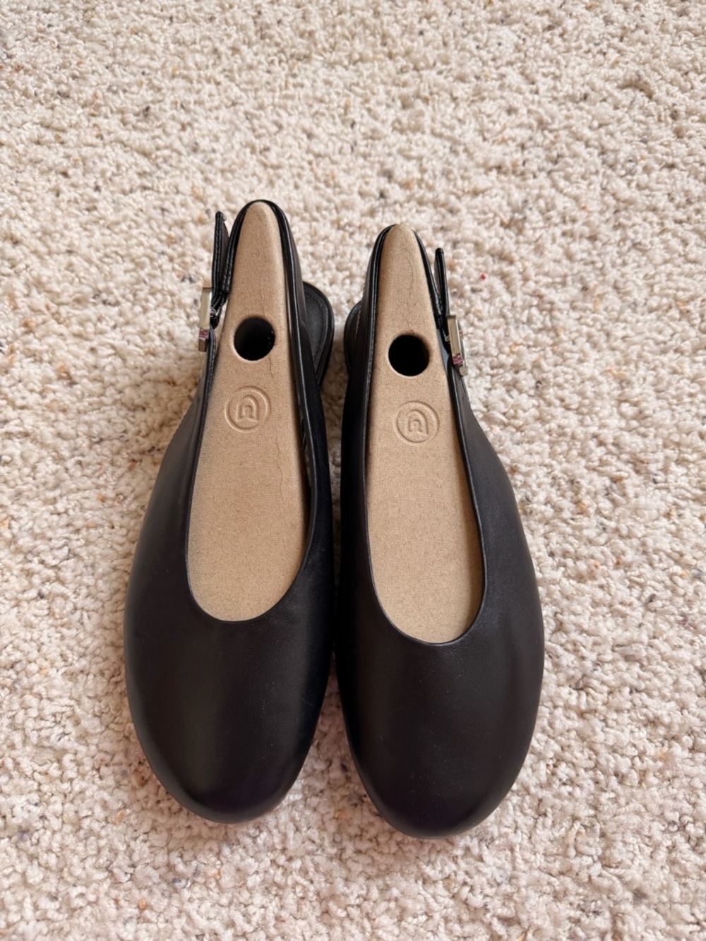 Massimo Dutti Womens Leather Slingback Ballet Flats